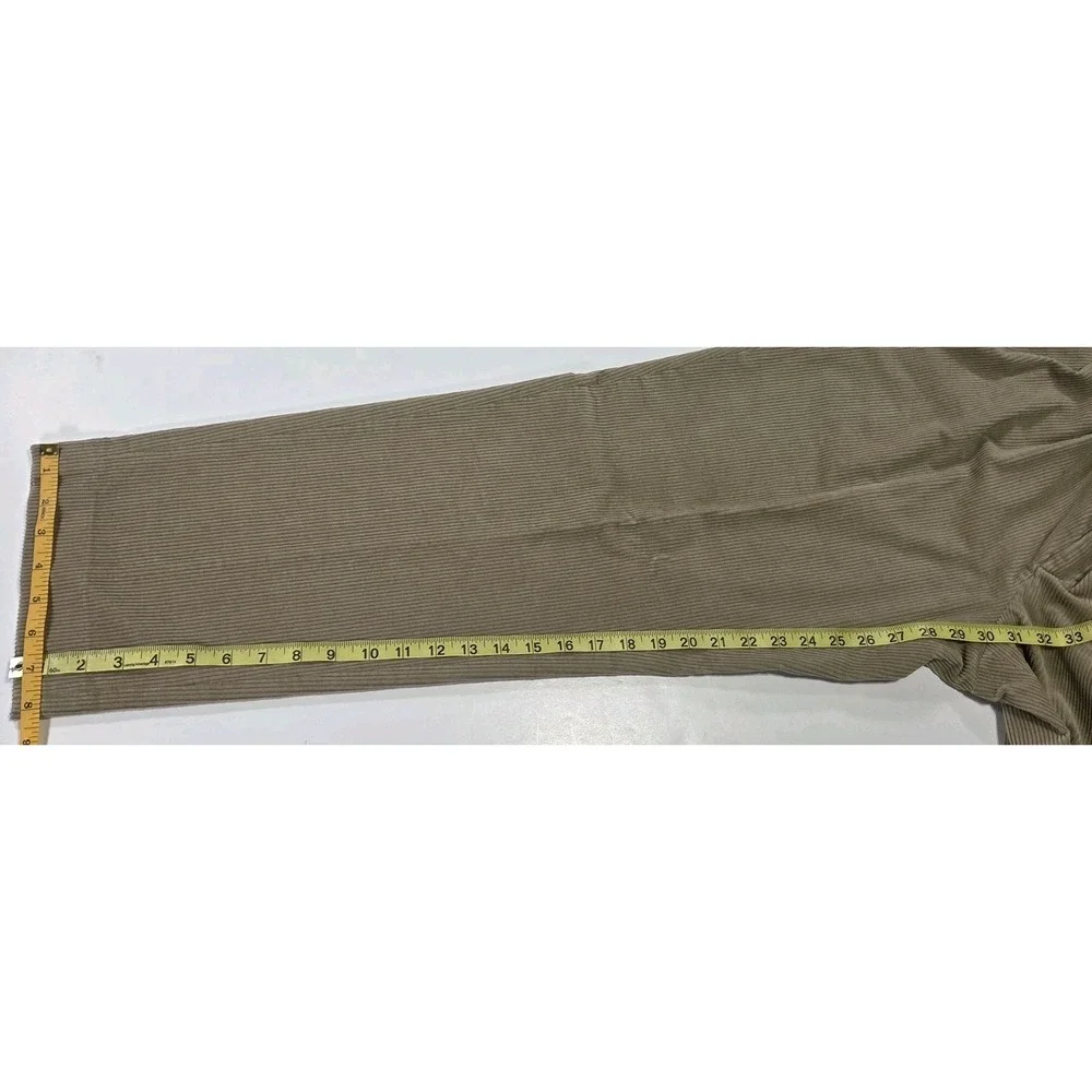 Eddie Bauer Dress Pants Mens 32x30 Beige Corduroy Trouser Straight Pleated Vtg
